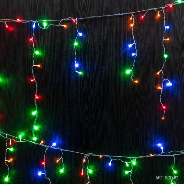 Cortina Luz Lluvia Led 96 Luces 3*0.7M Multicolor Enchufe SDD-82