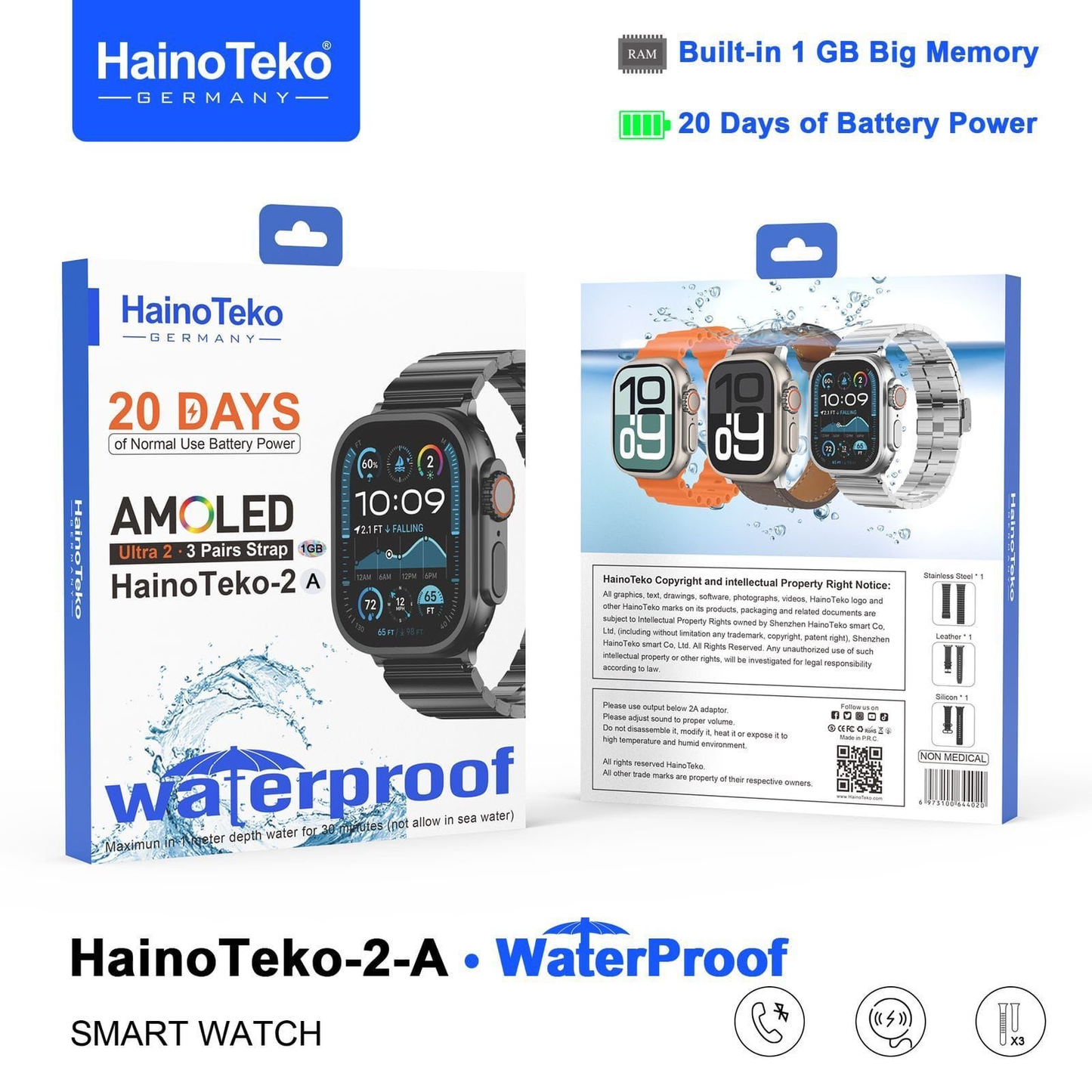 Reloj Smart Watch Inteligente HainoTeko Original Con APP Ultra2 2-A (Detalles En Descripción)