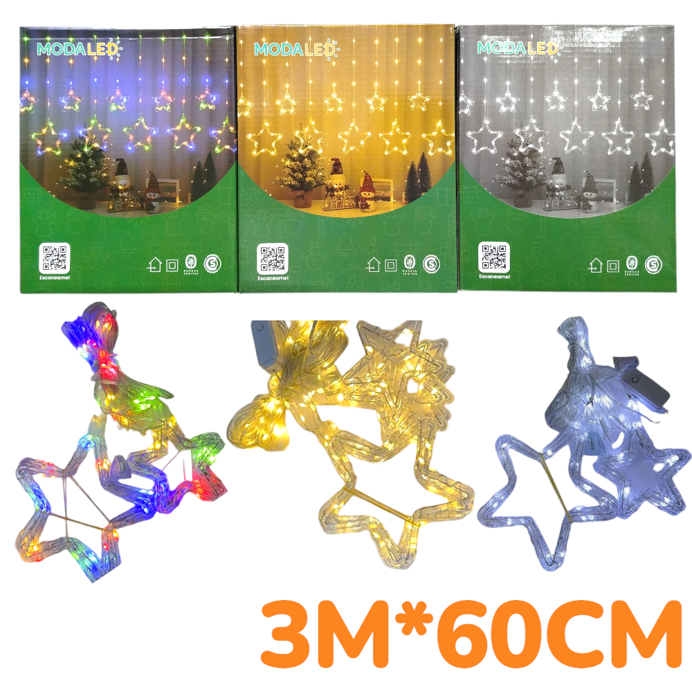 Cortinas De Luces Led Con Estrellas Enchufe 220V SDD-2539