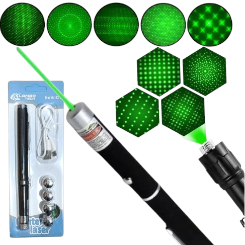 Puntero Láser Verde Potente Recargable USB Con Puntos Efectos 03-3