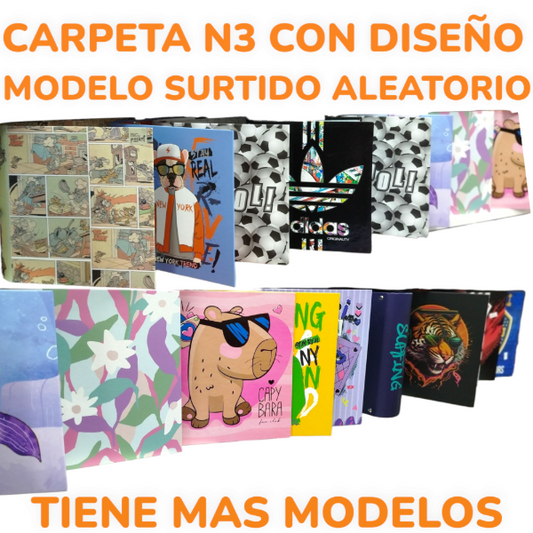 Carpeta Escolar N3 Con Diseño Y Aros