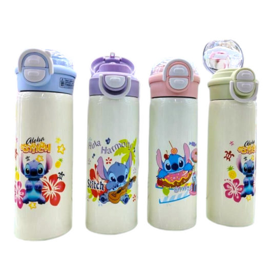 Botella Termica Acero Inoxidable 500ML Doble Pico Diseño Stitch 025B
