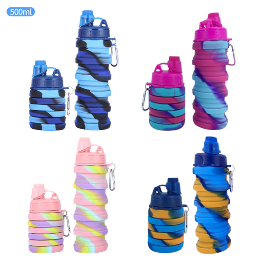 Botella Plegable De Agua Silicona Con Diseño 225ML A 500ML