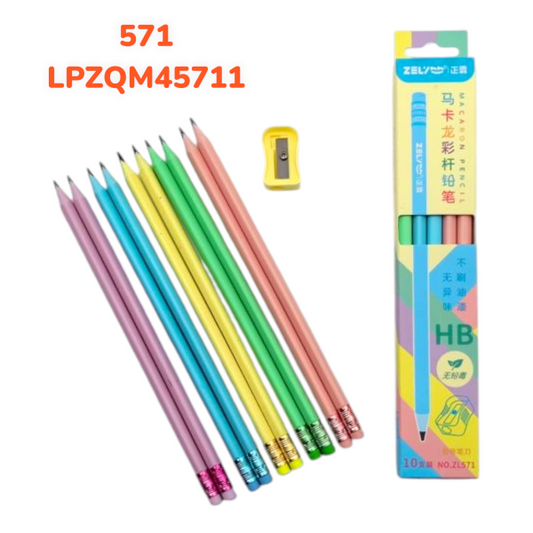 Set De 10 Lápices Lisas Con Goma Con Sacapunta 45711