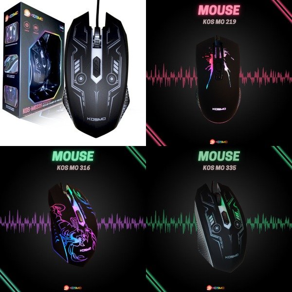 Mouse Gamer LED RGB Con Cable Kosmo 219/316/335