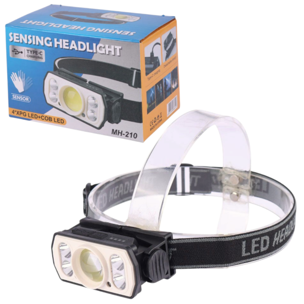 Linterna Vincha Minero Luz Recargable Usb Con Sensor 5 Luces MH-210