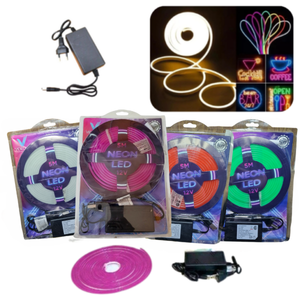 Tira Led Neón 5M De Color Liso Enchufe 220V TL2866