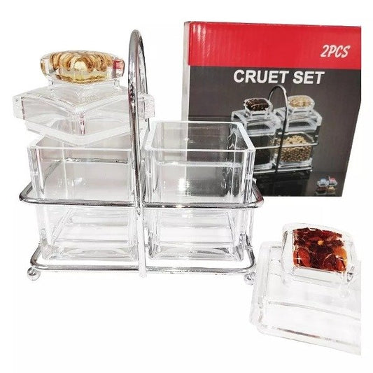 Especieros De Vidrio Cuadrado X2 Unidades