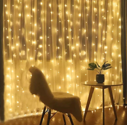 Cortinas De Luces Led Tipo Lluvia Enchufe 220V Cálido MDP