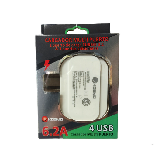 Adaptador multipuerto 4 entradas USB 6.2A