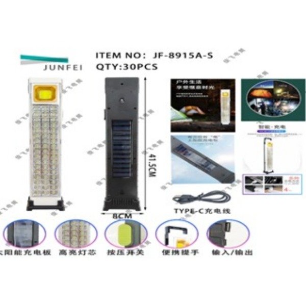 Luz De Emergencia Recargable USB O Solar 100W 2400mAh TY-8915