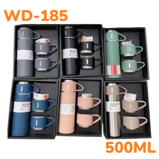 Set De Termo Térmico Acero 500ML Con 2 Tasitas Liso SET-01