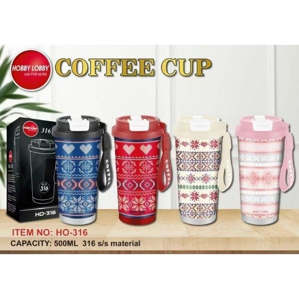 Vaso Térmico Acero Inoxidable 500ML Doble Pico Con Tirita Diseño HO-316B