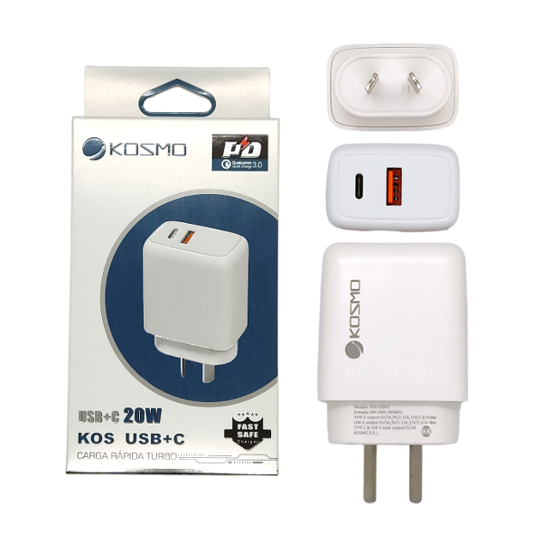 Cabezal De Cargador USB/TipoC 20W Kosmo 2