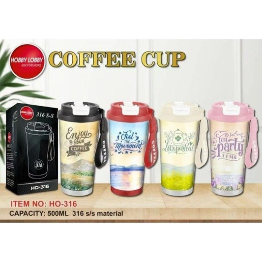 Vaso Térmico Acero Inoxidable 500ML Doble Pico Con Tirita Diseño HO-316D