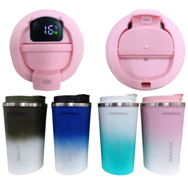 Vaso Térmico Acero Inoxidable 500ML Con Temperatura Táctil Doble Color 016B15