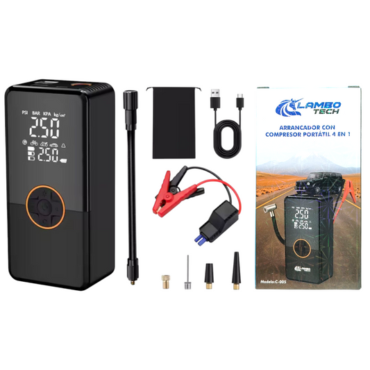 Compresor Inflador De Aire Universal Linterna Arranquer Cargador Bateria De Auto C-005