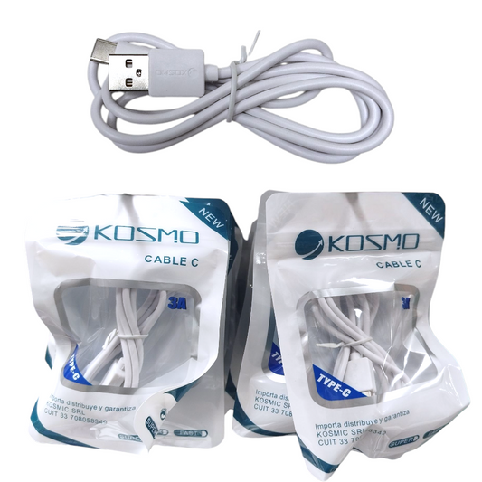 Cable De Cargador USB a TipoC 3A 1M Kosmo 0018