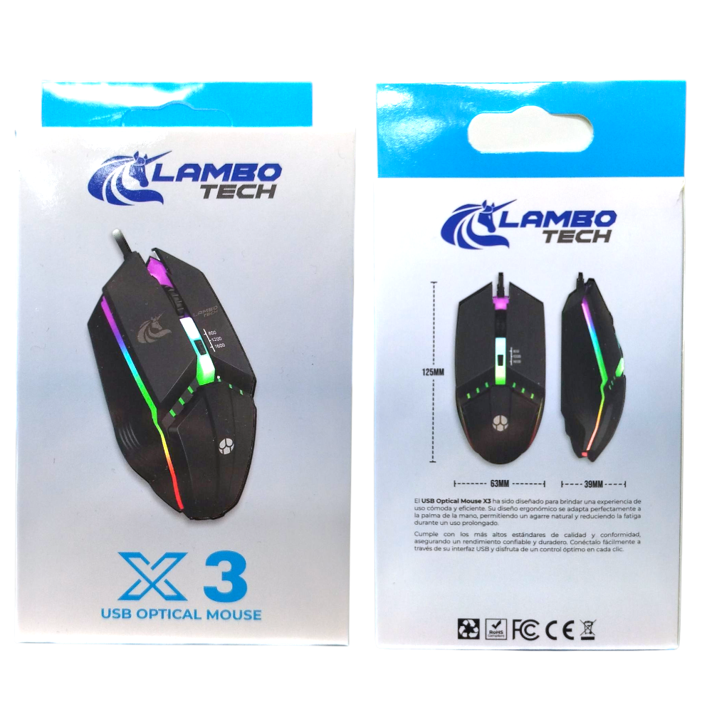 Mouse Gamer Led RGB Con Cable Para PC CQ202530