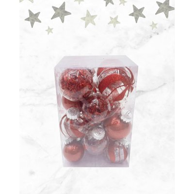 Cajita De 22 PCS Bolas Navideñas Con 7/6/5CM Surtida Roja 4956320