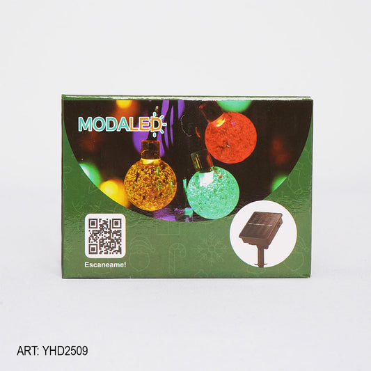 Guirnalda 20 Luces Led Navideña 5M Multicolor Bolitas Uso Solar YHD2509