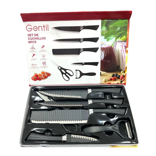 Set De Cuchillos Acero Inoxidable 6 Piezas Cocinas GN-0098