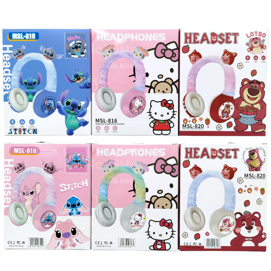 Auricular Inalámbrico Vincha Recargable USB Con Pelusa Diseño Infantil MSL-81