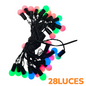 Guirnalda 28 Luces Led Navideña Bolita 3M Cable Negra Multicolor Enchufe C-91020
