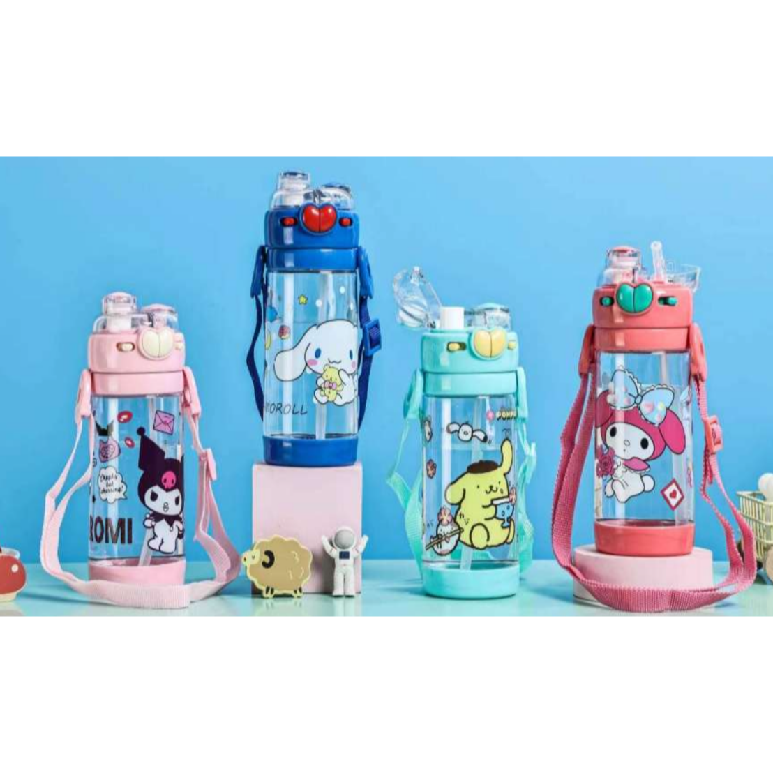 Botella Plástica 500ML Doble Pico Diseño Sanrio Con Tirita C-98