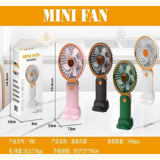 Ventilador De Mano Portátil Recargable USB Con Soporte De Celular 6680