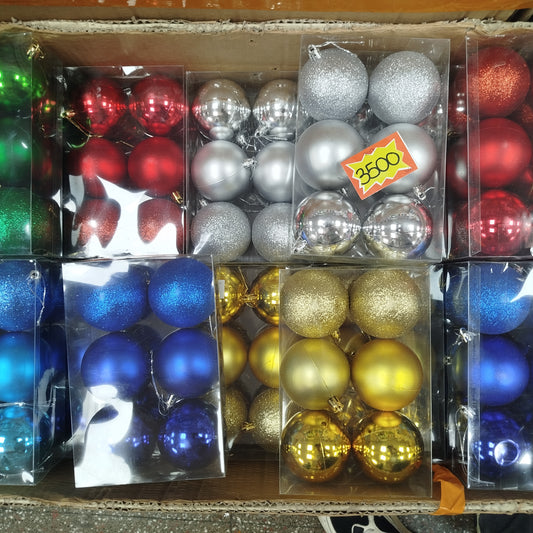 Cajita De 6 PCS Bolas Navideñas Con 6CM De Un Color GH7057