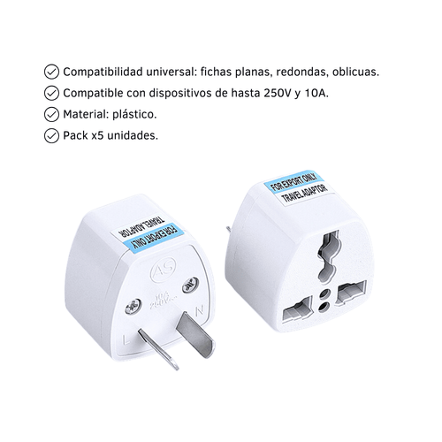 Cajita De 20 Unidades Adaptador Pata Argentina Universal MG949
