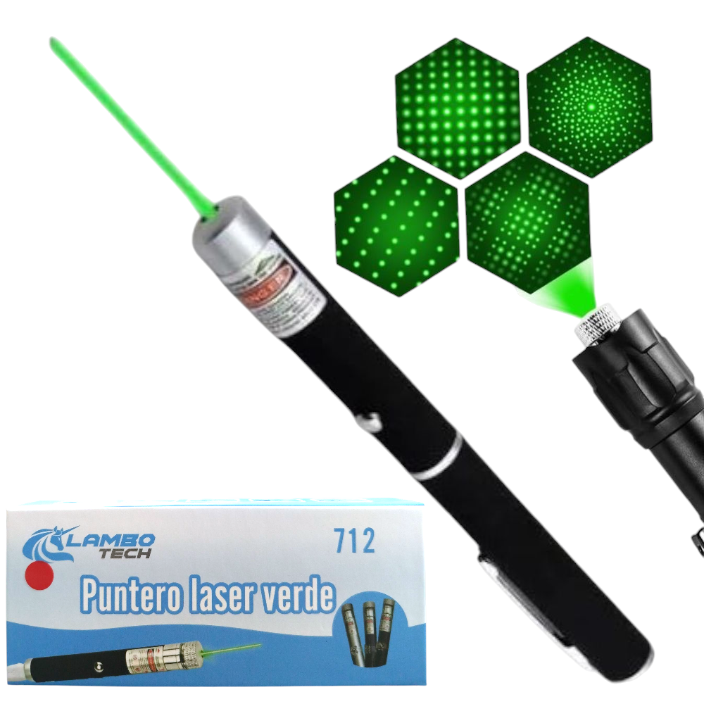 Puntero Láser Verde Potente Recarga USB Con 5 Modos Efectos 712