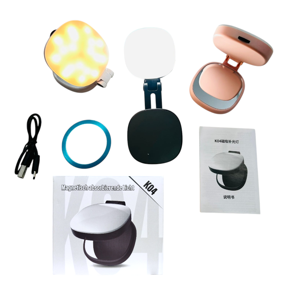 Aro De Luz 6CM Magnética Soporte Para Celular Con Espejo Giratorio K04