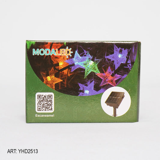 Guirnalda 20 Luces Led Navideña 5M Multicolor Estrellas Uso Solar YHD2513