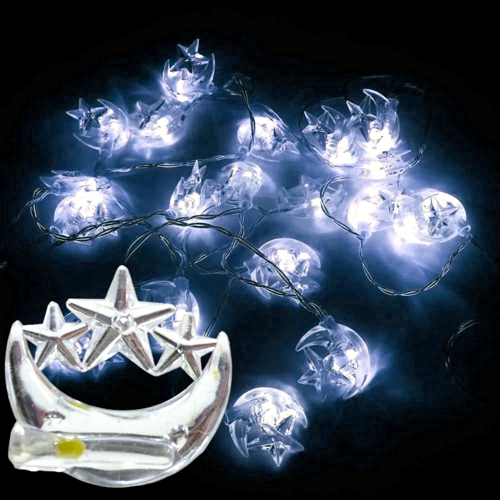 Guirnalda 28 Luces Led Navideña Luna Estrella 3M Frio Enchufe 220V 02010