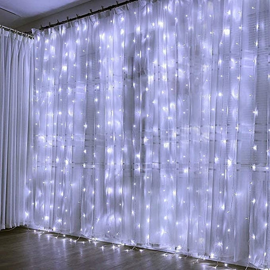 Cortinas De Luces Led Tipo Lluvia Enchufe 220V Blanco Frío