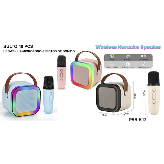 Parlante Inalámbrico Con Un Micrófono Inalámbrico Recargable USB Karaoke K12