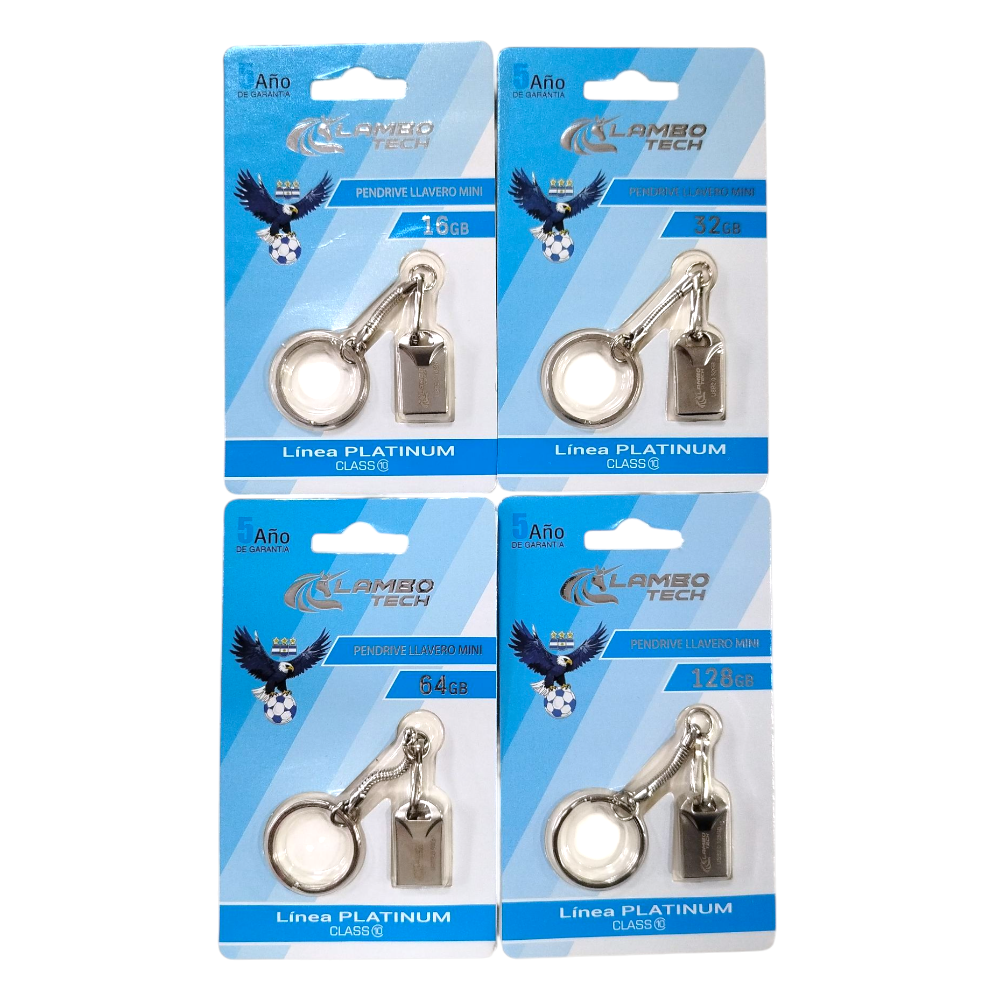 Pendrive Llavero USB2.0 Class 10 Platinum Lambo Tech 16/32/64/128