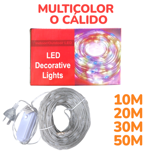 Tira Led Alambre RGB Guirnalda Luces Colores ó Cálida Decoracion Navidad C-M901