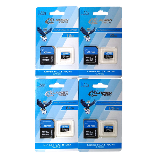 Tarjeta Memoria Micro SD Class 10 Platinum Lambo Tech 16/32/64/128