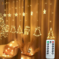 Cortina De Luces Led Calida 12 Tiras Arbol Estrella 3M Con Control Remoto 02012