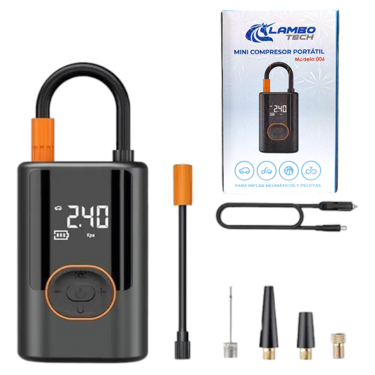 Compresor Inflador De Aire Universal Con Linterna Y Cargador Portátil C-006