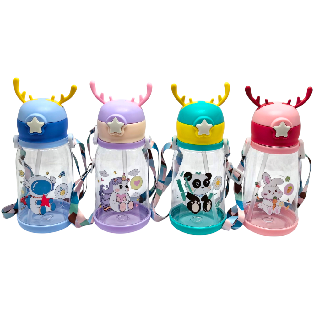 Botella Plástica Con Sorbete Y Oreja Diseño Infantil YH111