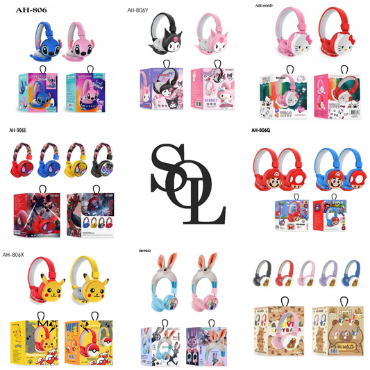 Auricular Vincha Inalámbrico Bluetooth Recargable USB Diseño Infantil AH-806