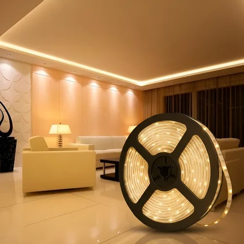 Tira Led 5050 Luces Calidas 5M Con Control Remoto Enchufe 220V