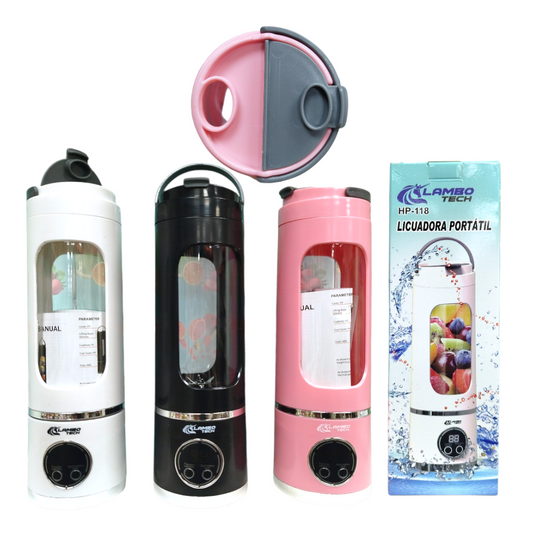 Licuadora Portatil Recargable USB Con 8 Cuchillas 450ML HP-118