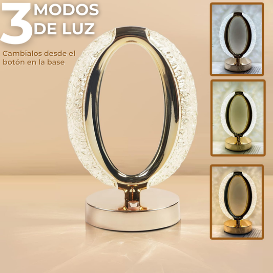 Lámpara Velador Recargable USB Cristal Redondo 32