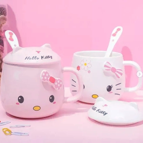 Tazón Mug Hello Kitty Con Tapa Y Cuchara 350ML CUP-003