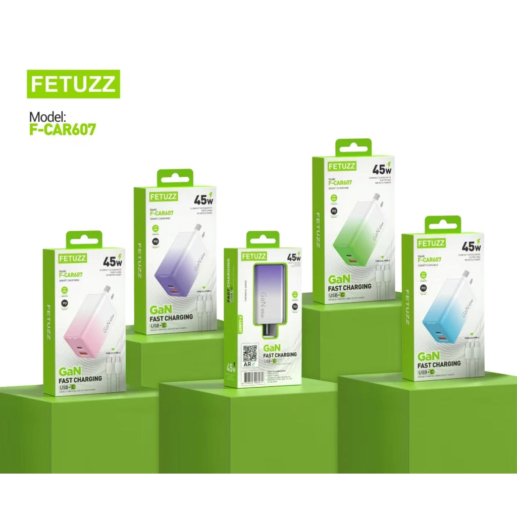 Cargador Cabezal USB Y TipoC GaN Carga Rápida 45W CAR607